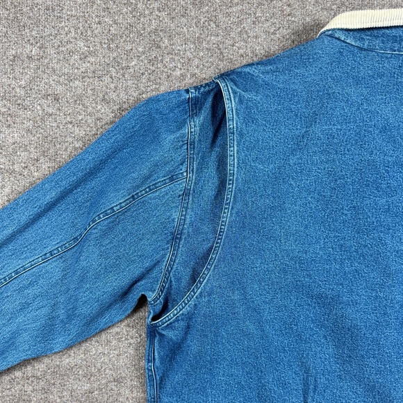 Woolrich Blue Denim Chore Barn Field Jacket Mens XL Snap Closure Corduroy Collar - Picture 7 of 10